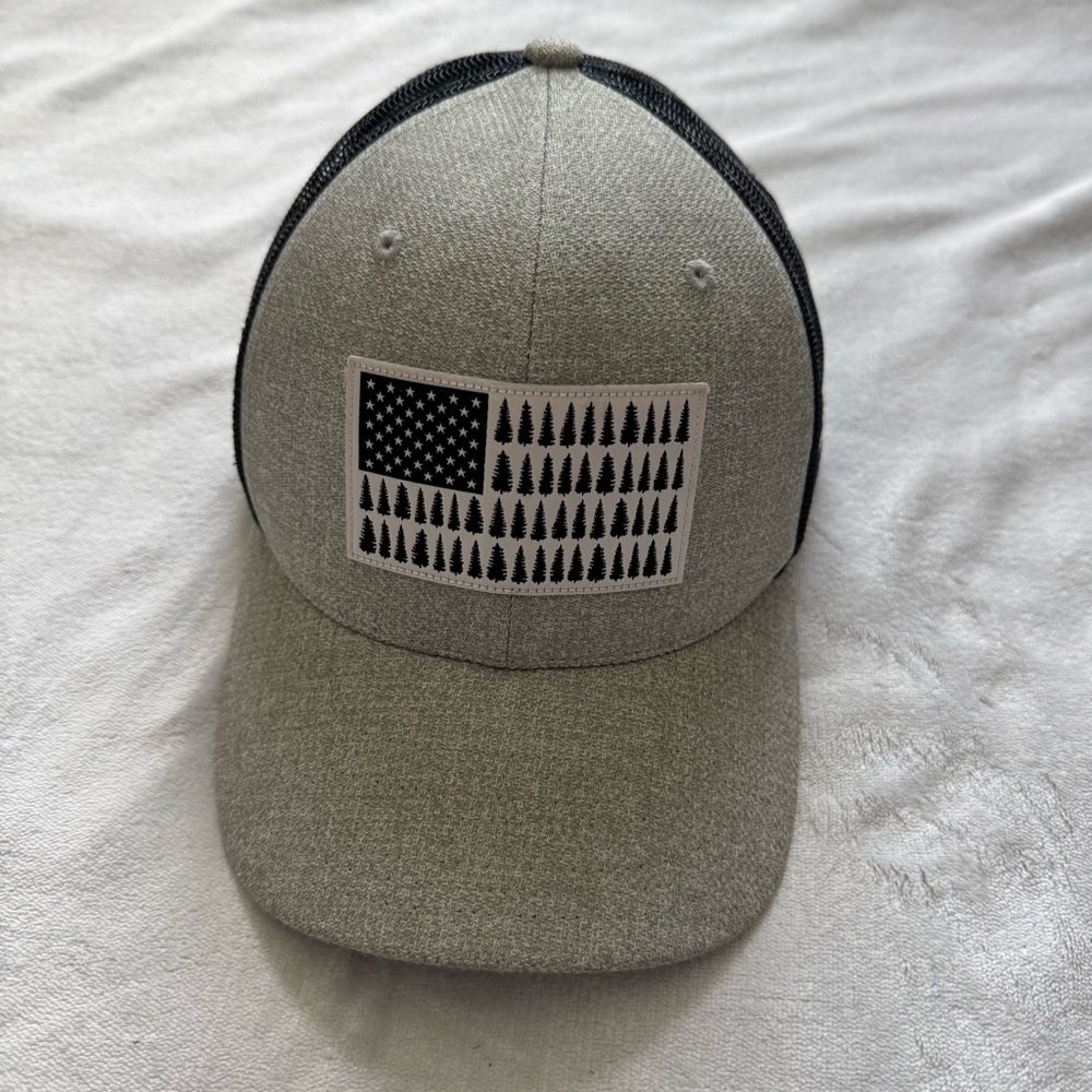 Columbia Gray and Black Pine Tree and Stars USA Flag SnapBack Adjustable Hat Cap